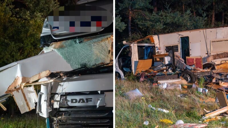 Drei Schwerverletzte, drei Kinder involviert: Unfall auf A9 bei Roth – Lkw prallt in Wohnmobil