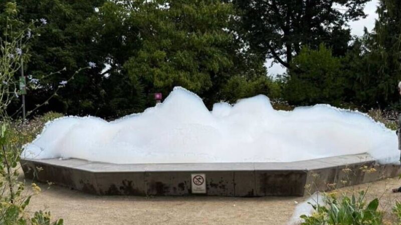 Umweltdelikt in Mönchengladbach: Schaum quillt aus Brunnen im Bunten Garten