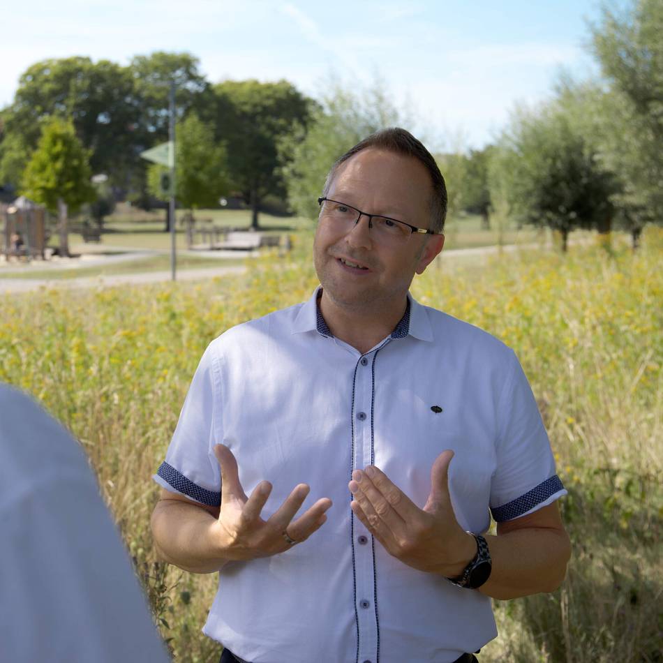 Bürgermeister und Kandidat Thomas Görtz (CDU): „Der Neubau ist die wirtschaftlichere Variante“
