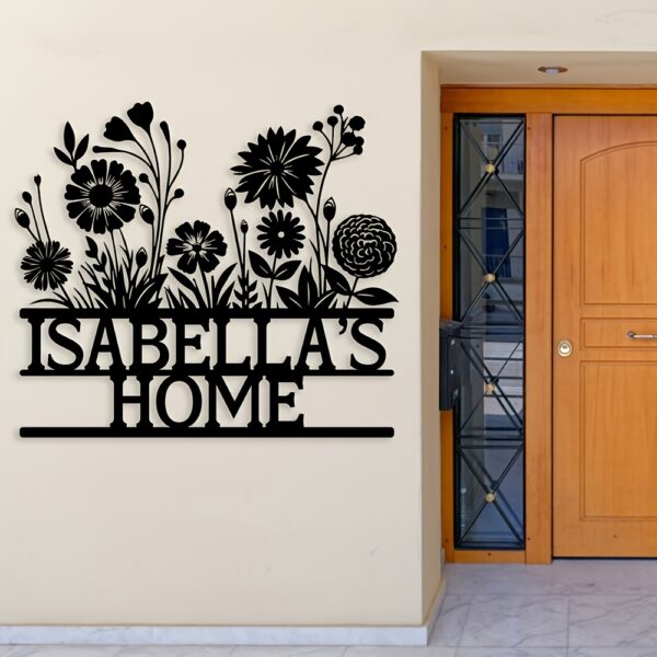 50 cm Personalisiertes Metallschild-Wildblumen-mit Namen