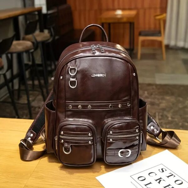 Moderner Damen-Rucksack im Punk-Stil mit Nieten-Details – Bild 11