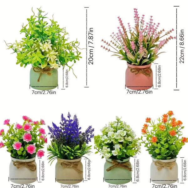6er-Set Künstliche Mini-Pflanzen im Topf – Lebensechte Deko-Blumen – Bild 7
