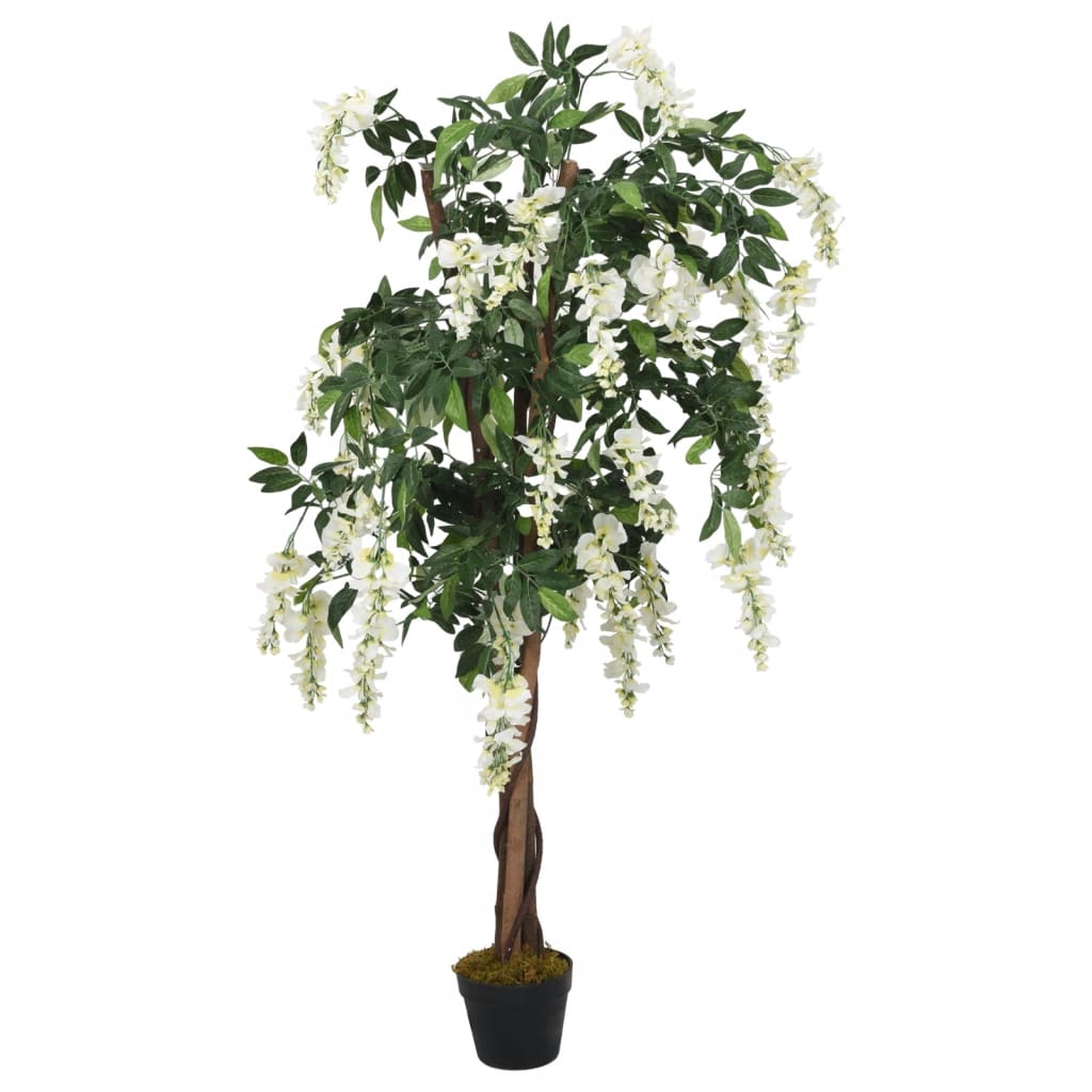 Künstlicher Blauregen-Baum (180 cm) – mit weißen Blüten, im Topf