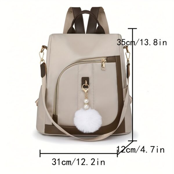 Moderner Damen-Rucksack mit Anti-Diebstahl-Funktion & Bommel-Anhänger – Bild 5