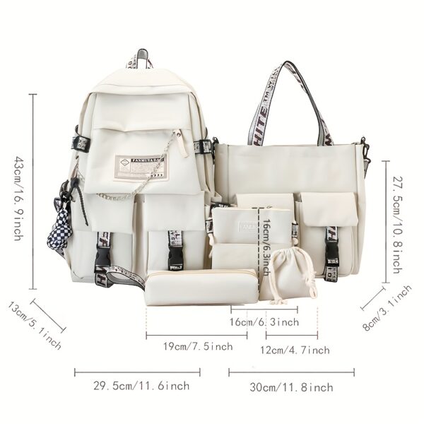 Großes 5-teiliges Rucksack-Set für Schule & Uni – Inkl. Schultertasche & Etuis – Bild 10