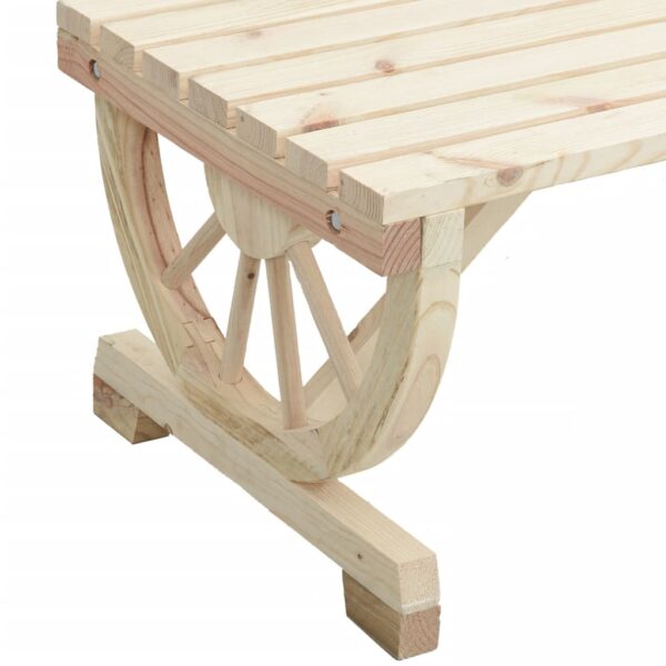 Gartenbank aus Holz-2-Sitzer-rustikal-mit-Wagenrädern – Bild 16