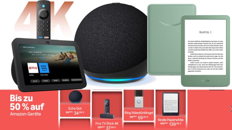 Nur 37,99€ statt 69,99€: Fire TV Stick 4K, Echo Spot, Kindle – Amazon-Alexa-Sale jetzt noch größer