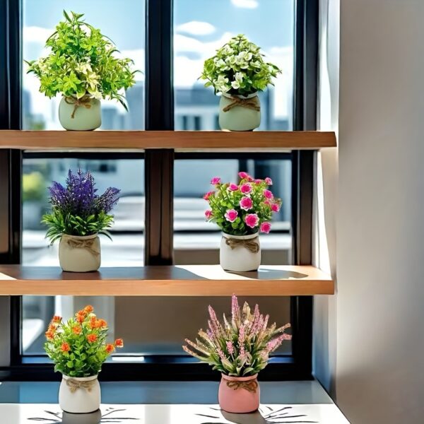 6er-Set Künstliche Mini-Pflanzen im Topf – Lebensechte Deko-Blumen – Bild 3
