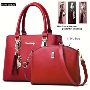 Elegantes 2-teiliges Handtaschen-Set mit Katzen-Anhänger