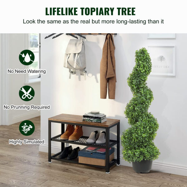 2er-Set künstliche Spiral-Buchsbaum-Bäume (91 cm) – Topiary-Pflanzen für drinnen & draußen – Bild 4