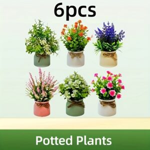 6er-Set Künstliche Mini-Pflanzen im Topf – Lebensechte Deko-Blumen
