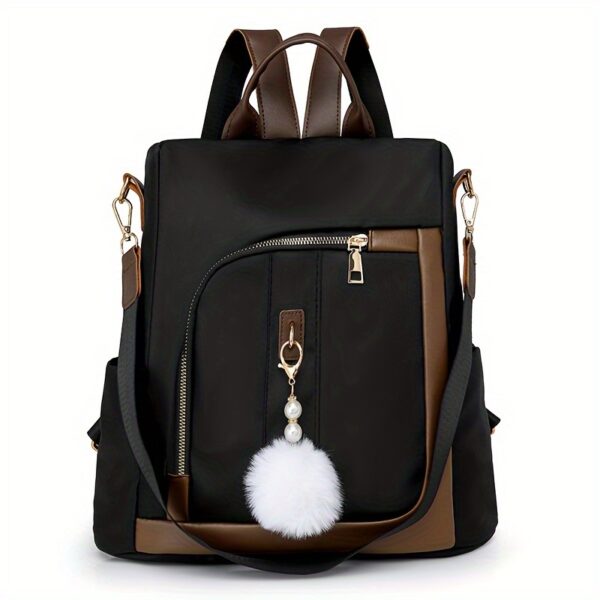 Moderner Damen-Rucksack mit Anti-Diebstahl-Funktion & Bommel-Anhänger – Bild 4