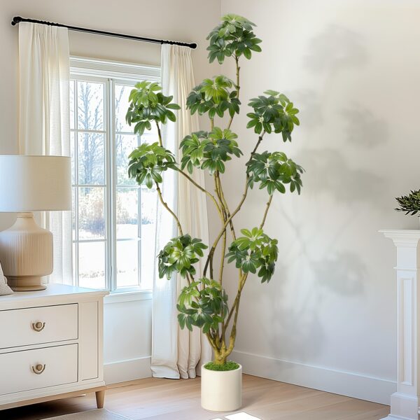 Künstlicher Schefflera-Baum (213 cm) – Schirmbaum im Topf – Bild 3