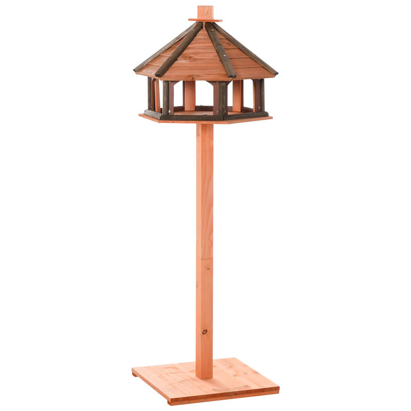 Großes Vogel-Futterhaus mit Ständer – Sechseckiges Design aus Holz