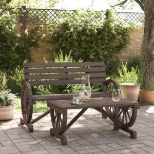 Gartenmöbel-Set Holz 2-tlg-Gartenbank & Tisch-Wagenrad