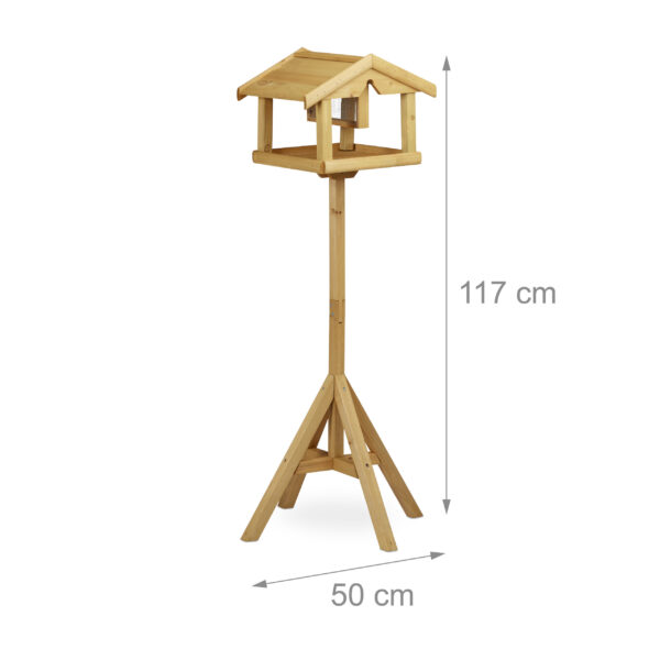 Großes Vogel-Futterhaus aus Holz mit Ständer – Ganzjährige Futterstelle – Bild 3