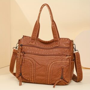 Vintage Tote Bag aus Kunstleder in hellbraun