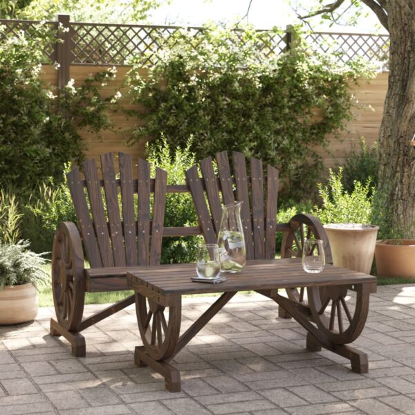 Gartenmöbel-Set-Holz-Adirondack-Stil-mit-Wagenrädern – Bild 2