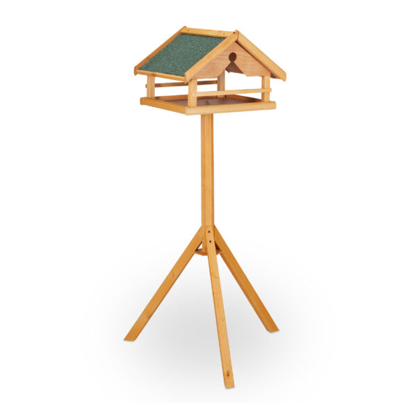 Klassisches Vogel-Futterhaus aus Holz mit Ständer & Bitumendach – Bild 5