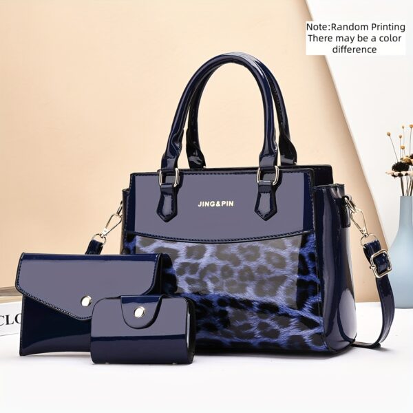 3-teiliges Handtaschen-Set im Lagenlook mit Leo-Print – Bild 9