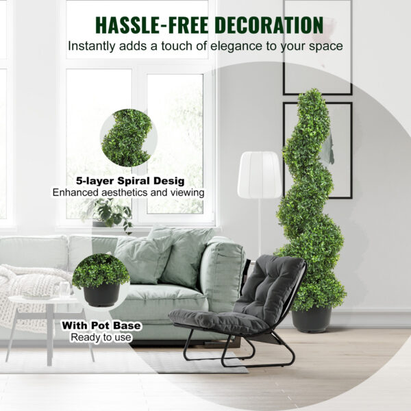 2er-Set künstliche Spiral-Buchsbaum-Bäume (91 cm) – Topiary-Pflanzen für drinnen & draußen – Bild 7