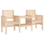 Gartenbank aus Holz-2-Sitzer-mit integriertem Tisch-Kiefer