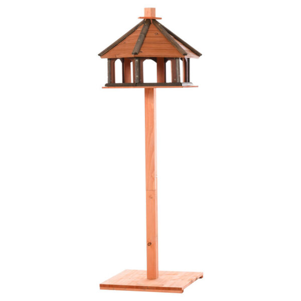 Großes Vogel-Futterhaus mit Ständer – Sechseckiges Design aus Holz – Bild 10