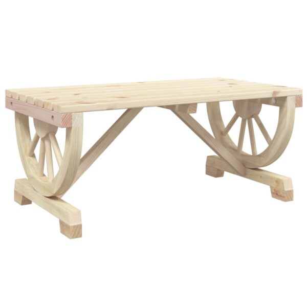 Garten-Couchtisch aus Holz-rustikal-Wagenrad-Design-90cm – Bild 11