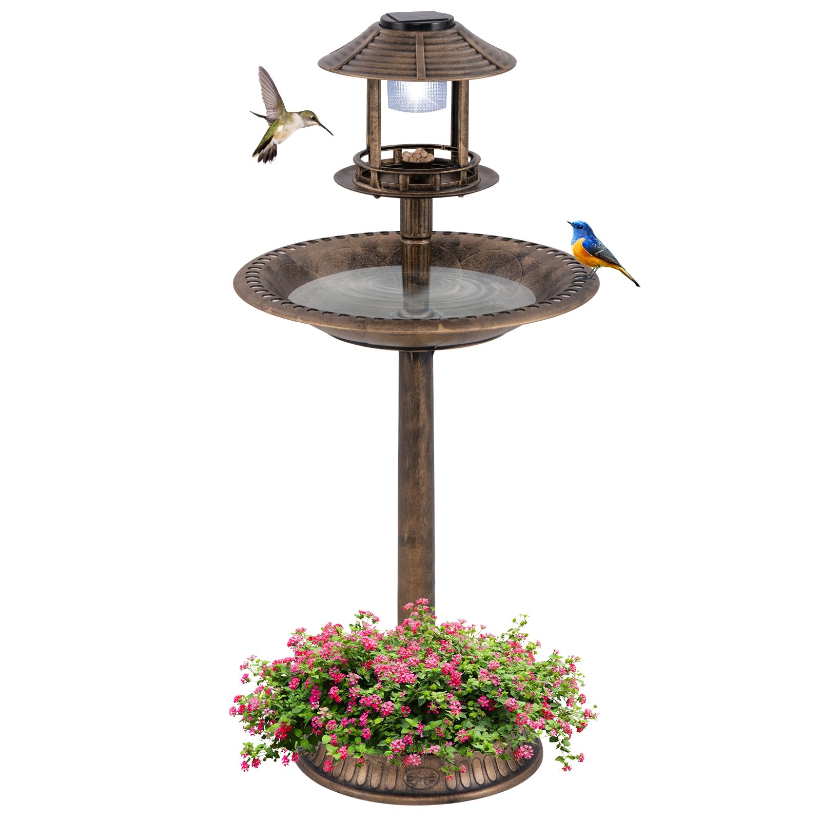 Garten-Vogeltränke 3-in-1 mit Solar-Licht