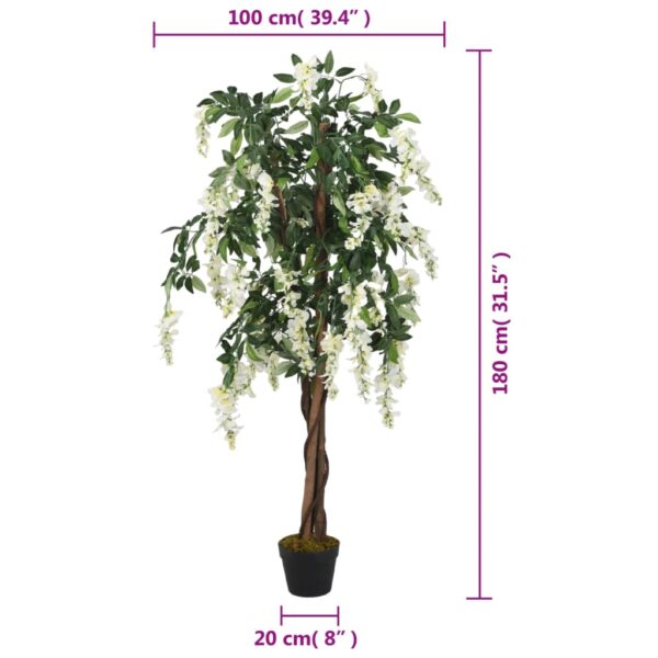 Künstlicher Blauregen-Baum (180 cm) – mit weißen Blüten, im Topf – Bild 5