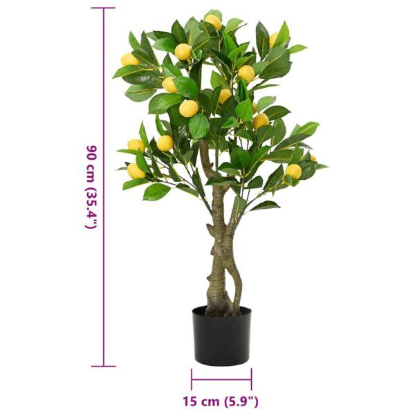 Künstlicher Zitronenbaum (90 cm) – mit 234 Blättern, im Topf – Bild 5