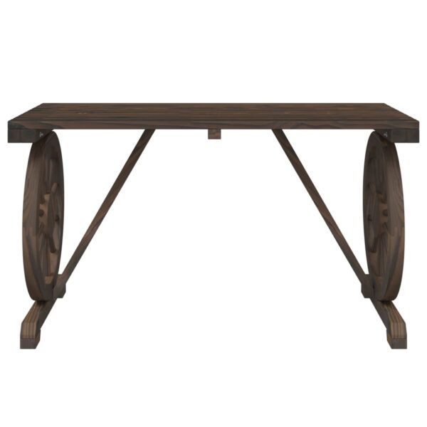 Gartentisch aus Holz-rustikal-Wagenrad-Design-115x55cm – Bild 5