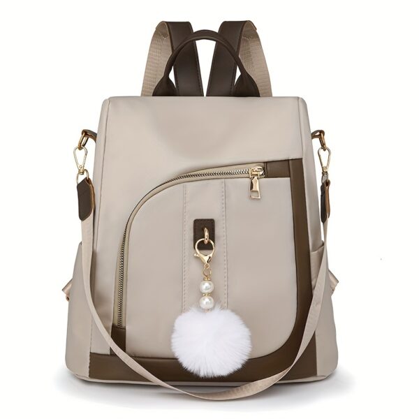 Moderner Damen-Rucksack mit Anti-Diebstahl-Funktion & Bommel-Anhänger – Bild 6