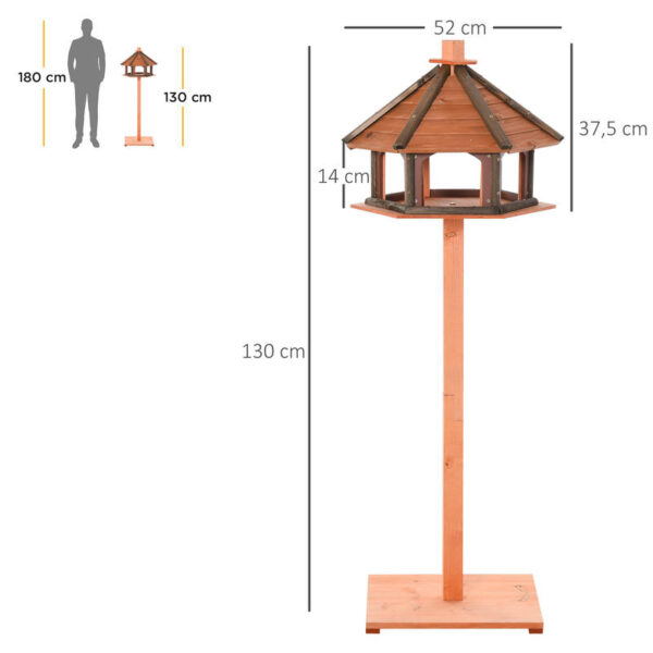 Großes Vogel-Futterhaus mit Ständer – Sechseckiges Design aus Holz – Bild 3