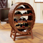 Weinregal Holz Akazie für 12 Flaschen – Weinfass-Design 90cm