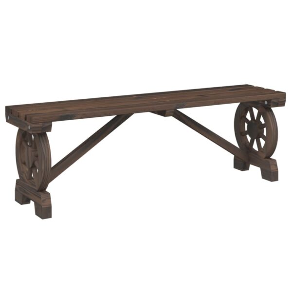 Garten Sitzgruppe Holz-Tisch & 2 Bänke-Wagenrad-Design – Bild 5