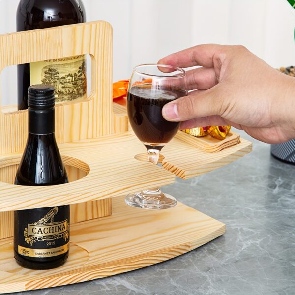 Handgefertigter Wein-Picknicktisch aus Holz – Tragbarer Weintisch für Outdoor – Bild 9