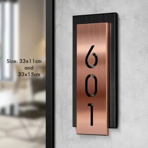 Personalisierte Hausnummer-Vertikal-Kupfer-Modern-33cm