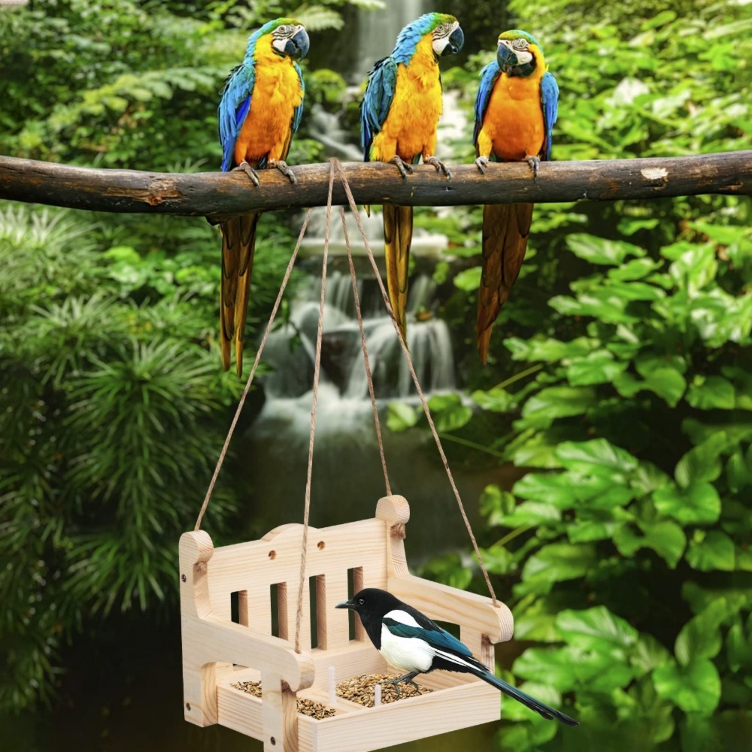 Futterstation Gartenbank für Eichhörnchen und Vögel