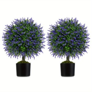 2er-Set künstliche Lavendel-Bäumchen (58 cm) – Topiary-Pflanzen für drinnen & draußen