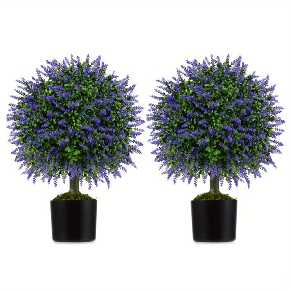 2er-Set künstliche Lavendel-Bäumchen (58 cm) – Topiary-Pflanzen für drinnen & draußen