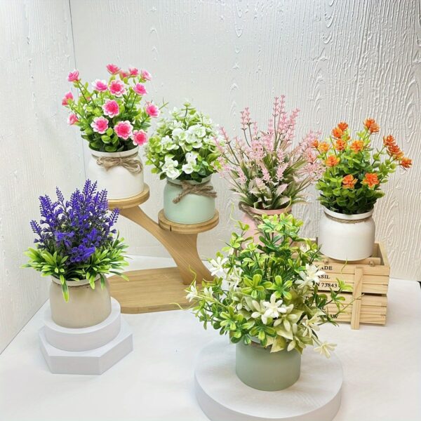 6er-Set Künstliche Mini-Pflanzen im Topf – Lebensechte Deko-Blumen – Bild 6