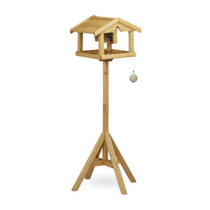 Großes Vogel-Futterhaus aus Holz mit Ständer – Ganzjährige Futterstelle