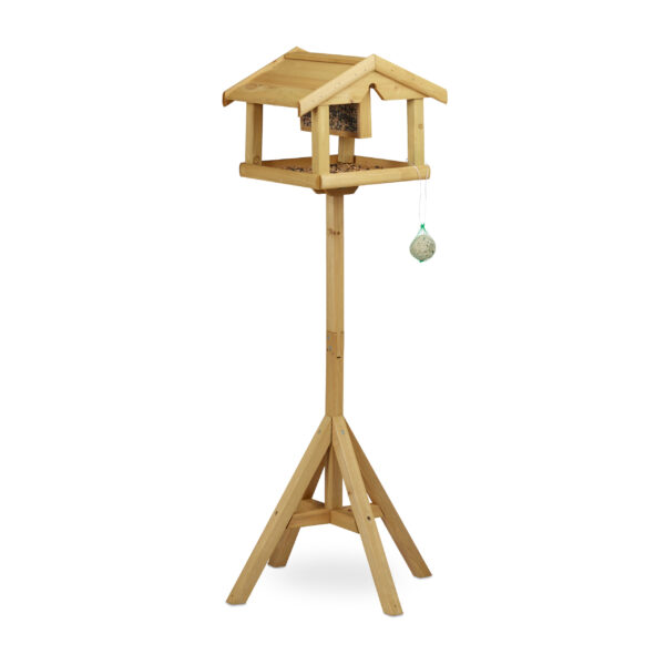 Großes Vogel-Futterhaus aus Holz mit Ständer – Ganzjährige Futterstelle