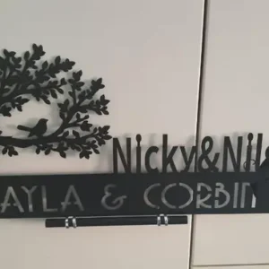 30 cm Personalisiertes Hausschild-Baum & Vögel-Vor-Nachname
