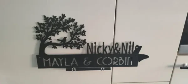 30 cm Personalisiertes Hausschild-Baum & Vögel-Vor-Nachname