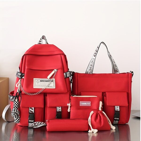Großes 5-teiliges Rucksack-Set für Schule & Uni – Inkl. Schultertasche & Etuis – Bild 9