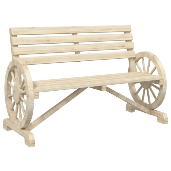 Gartenbank aus Holz-2-Sitzer-rustikal-mit-Wagenrädern – Bild 11