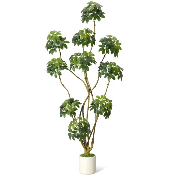 Künstlicher Schefflera-Baum (213 cm) – Schirmbaum im Topf – Bild 2