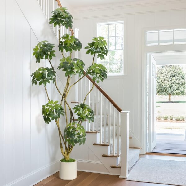 Künstlicher Schefflera-Baum (213 cm) – Schirmbaum im Topf – Bild 4